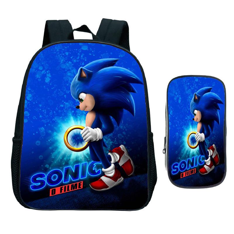 Straight Hair Animation Digital Printing Children'S Two-Piece Set Backpack Pencil Bag Primary And Secondary School Schoolbag