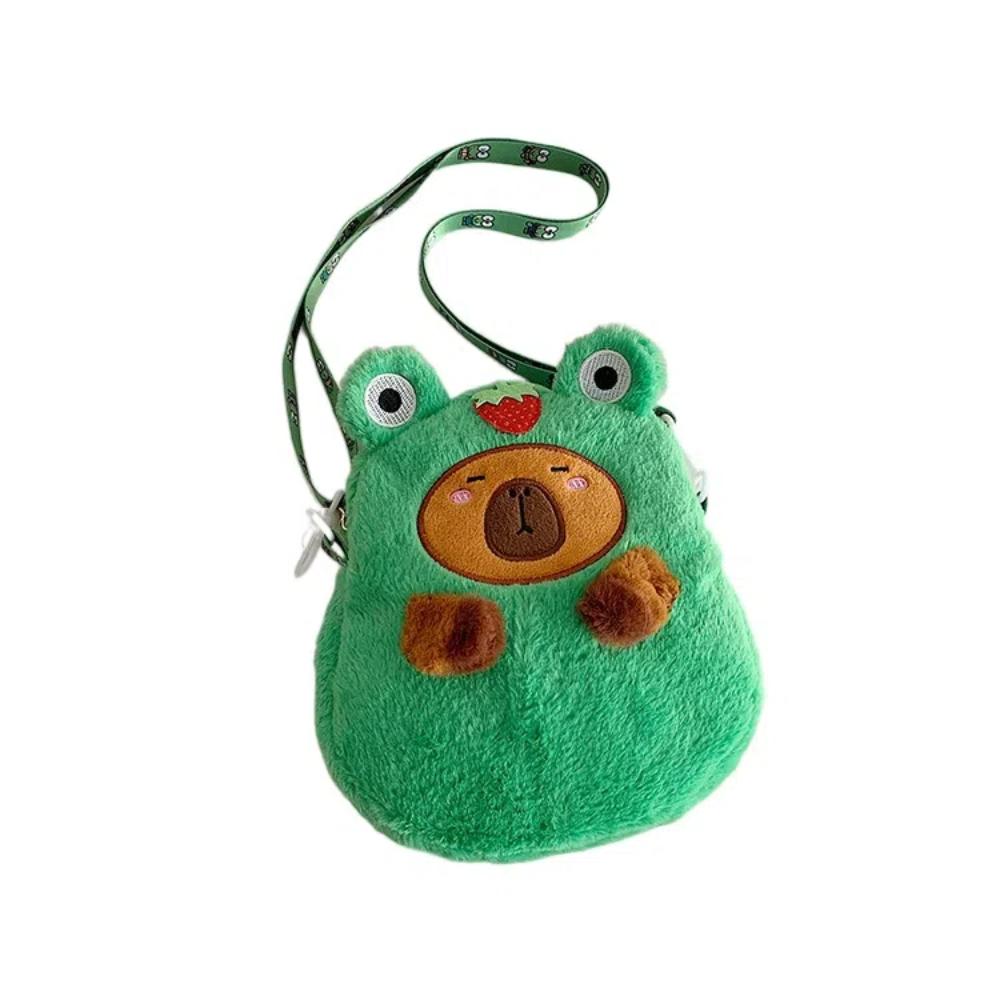 

Large Capacity Cartoon Phone Bag Plush Doll Single Shoulder Bag Capybara Crossbody Bag Gift зелений