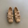 Retro Niche Design Flat-bottomed Square Head Single Shoes Ballet Shoes Early Autumn New French Silver Mary Jane Shoes Women's Shoes