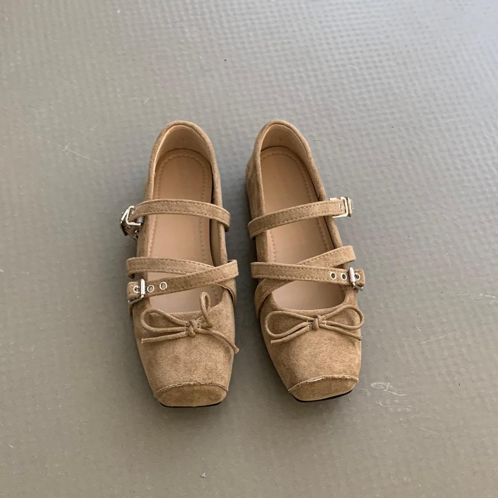 Retro Niche Design Flat-bottomed Square Head Single Shoes Ballet Shoes Early Autumn New French Silver Mary Jane Shoes Women's Shoes