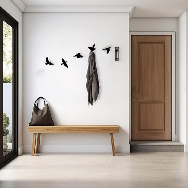 Platzsparend Schwarz Vogel Wandhalterung Hängehaken Groß für kleine Räume Organisation Pflanzenhänger