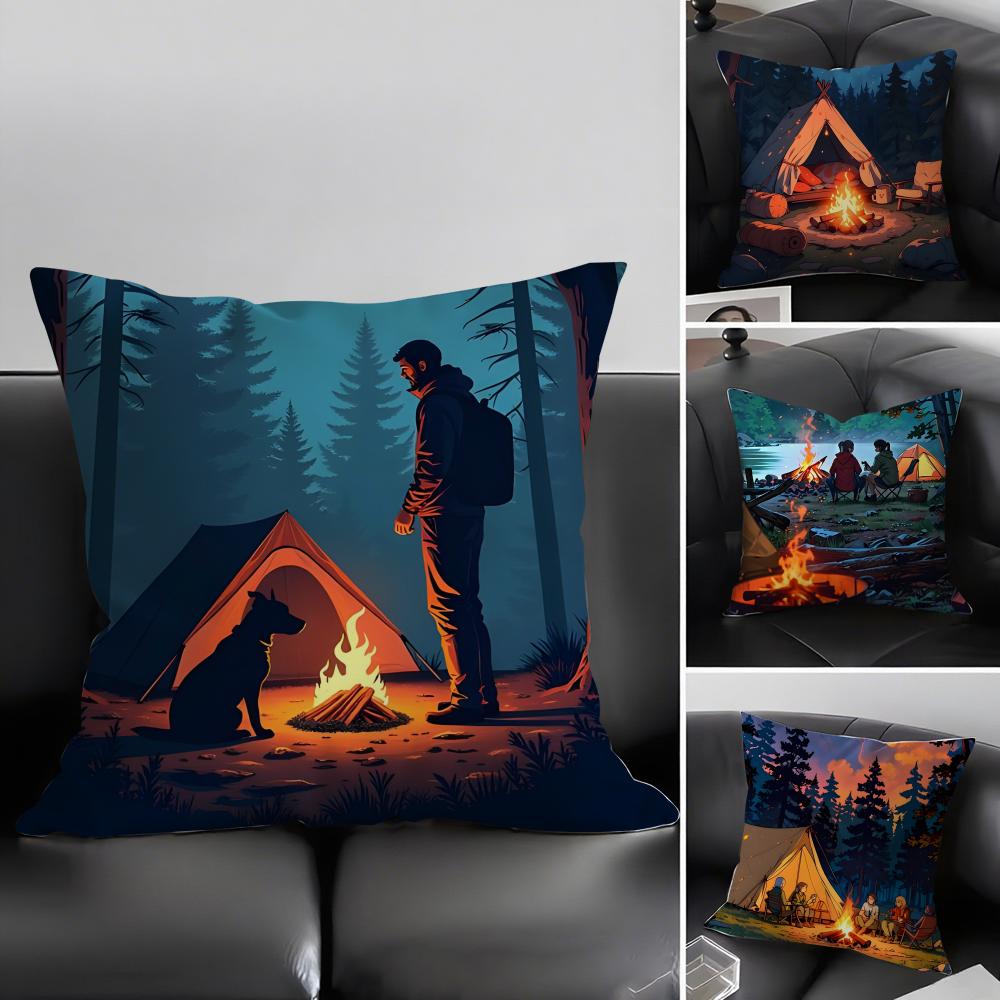 Camping Fashion Cushion Cover Pillowcase Ultra Soft Skin Friendly Fabric Cloud Like Comfort Concealed Zipper