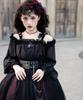 Milky Time Gothic Lolita Dress, Black and Red, with Chiffon Chains, Cosplay Costume for Women (Small, Red)