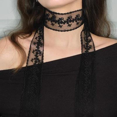 Elegant Lace Scarf Bow Necklace For Women Choker For Party Accessory Lady Wrist Hair Tie Snood Headband  Lace Long Scarf Ribbon