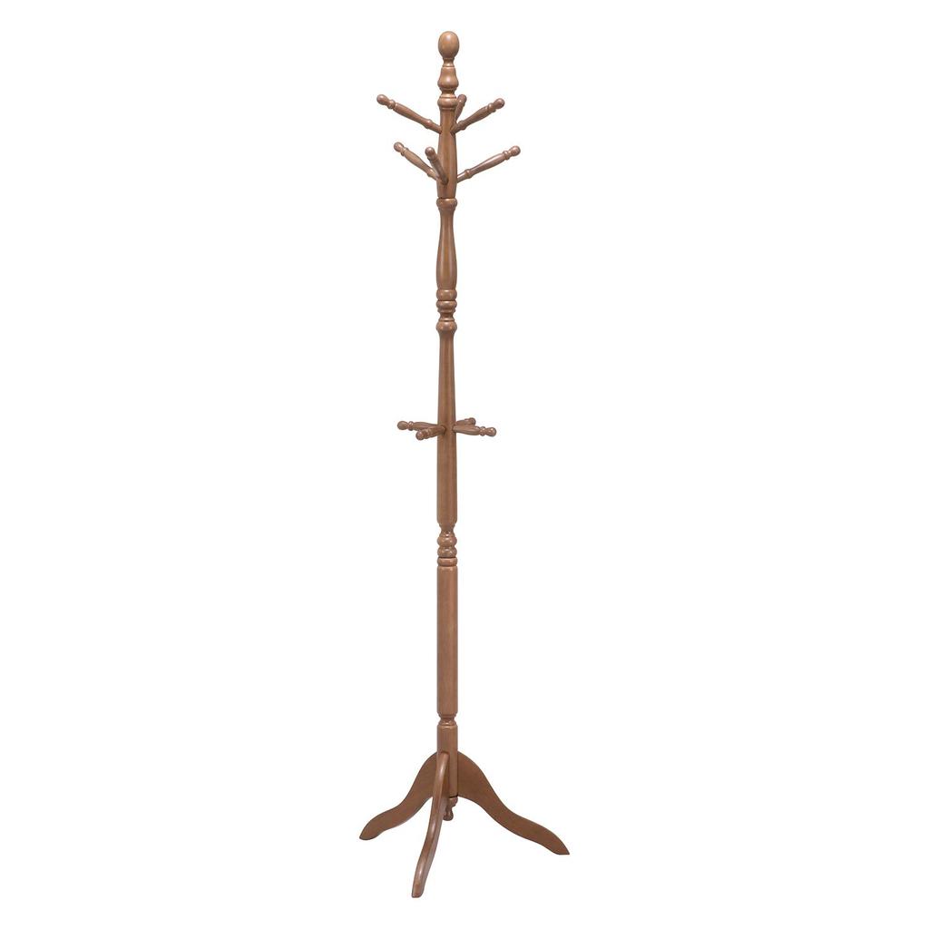 Fuji Boeki Slim Wooden Coat Hanger Rack, 50.8cm Wide x 43cm Deep x 183cm High, Dark Brown, 3-Tier Hooks, Suitable for Entryways, Product Number: 10264