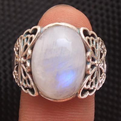 Anello di mosca burrosa, anello di pietra di luna, gioielli con pietre preziose, anello fatto a mano, regali per lei, gioielli in argento