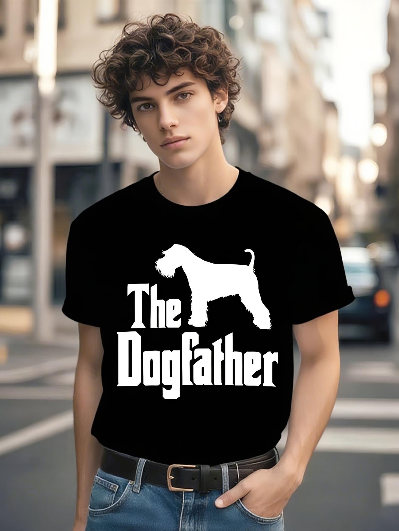 The Dogfather Funny Miniature Schnauzer Graphic T-shirt - White Tee with Black Dog Print S