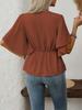 2026 European Style V-neck Waist-cinching Women's Short-sleeved Top