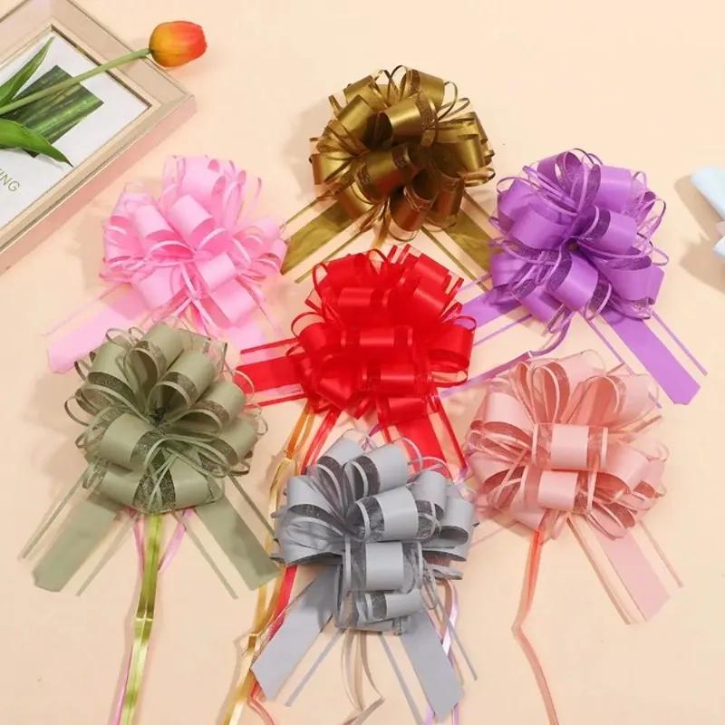 1pc Snow Yarn Pull Bow Ribbon Big Car Bow for Cars Birthday Christmas Presents Gift Decoration Ribbon Wedding Pull Flower
