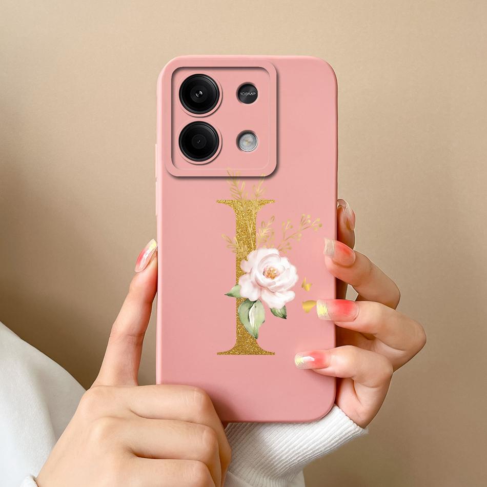 Phone Case For Redmi Note 13 Pro 4G 5G Elegant Letter Soft Liquid Silicone Full Coverage Protector For Redmi Note13 13Pro Fundas