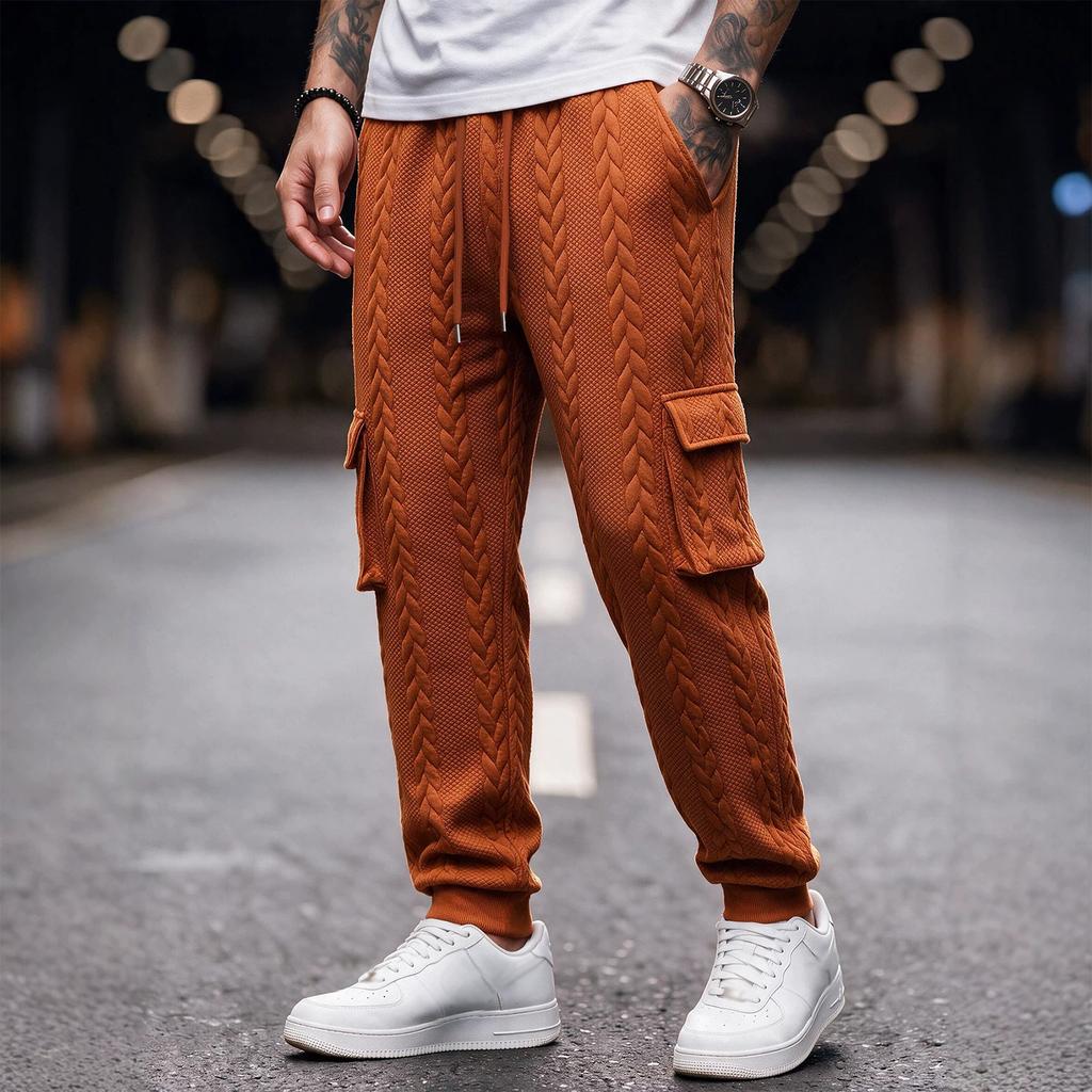 Men's Casual Loose Fit Cargo Pants with Tapered Leg and Multicolor for Spring and