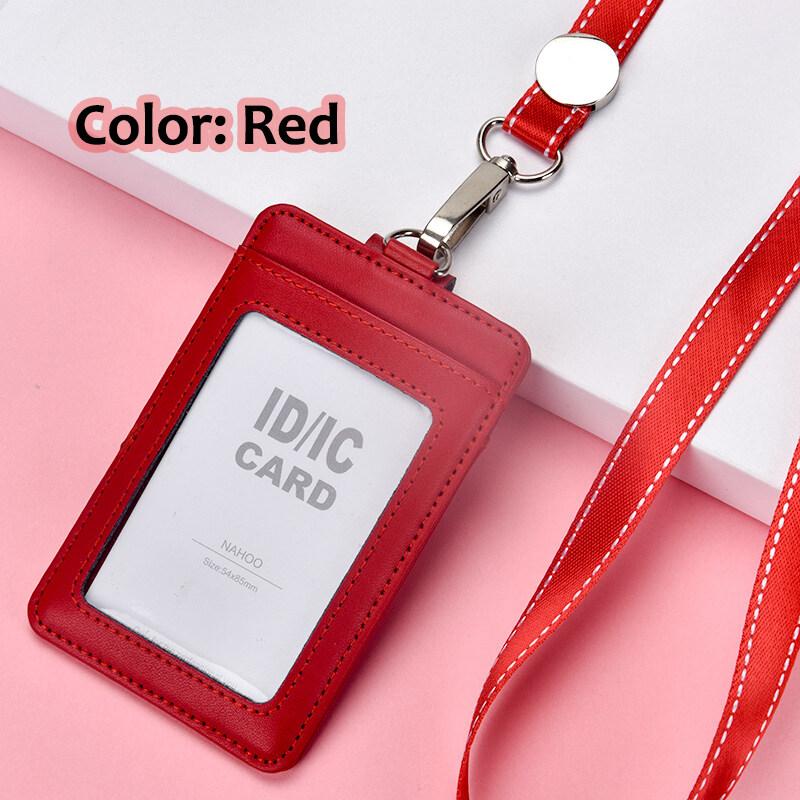 Echte leren ID-kaarthouders Zakelijke mode Werkkaarthouder met nylon koord ID-borstkaarten Naamplaatje
