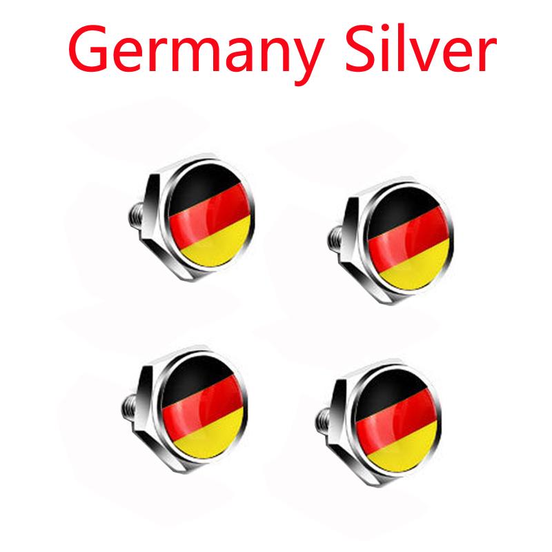 4pcs/set USA Italy Germany Sweden Flag Metal Screws License Plate Bolts Accessories