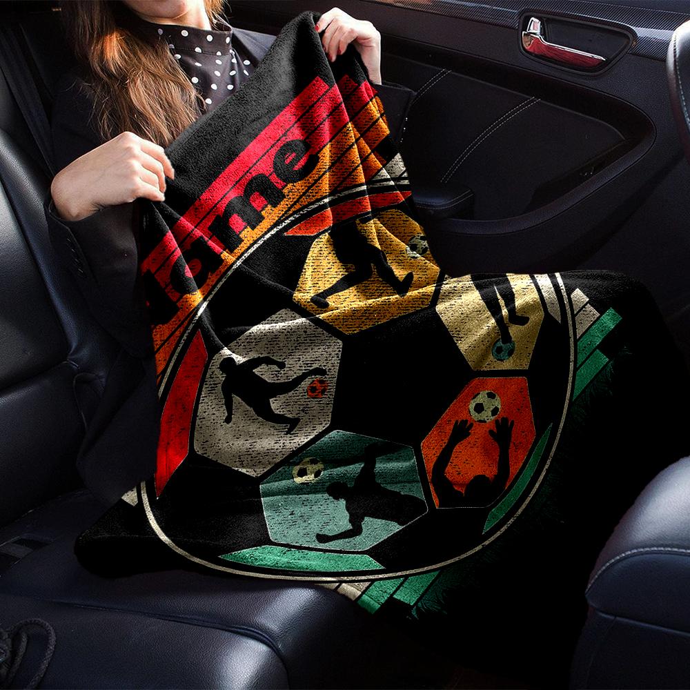 Custom Name Soccer Theme Printed Blanket - Perfect for Couch, Bed, Travel & Outdoor Use | Machine Washable, Cozy & Durable.