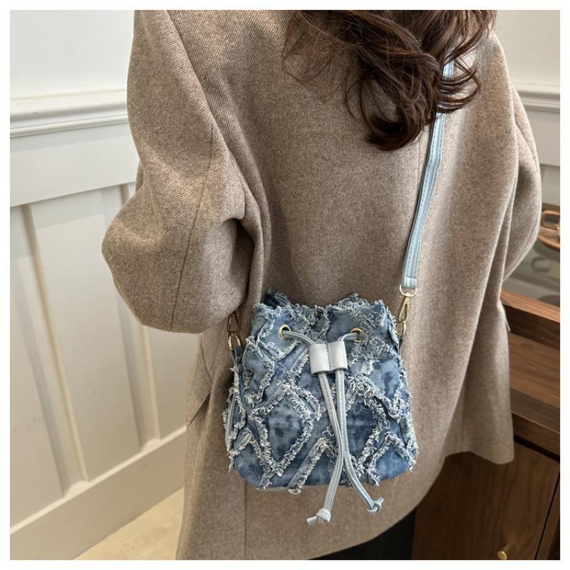 2025 New Simple Drawstring Tassel Bag Single Shoulder Crossbody Bag