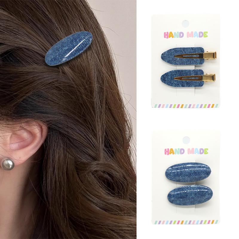 Korean Style Glitter Hair Clips: Seamless Denim Side Bangs Hairpins for Women