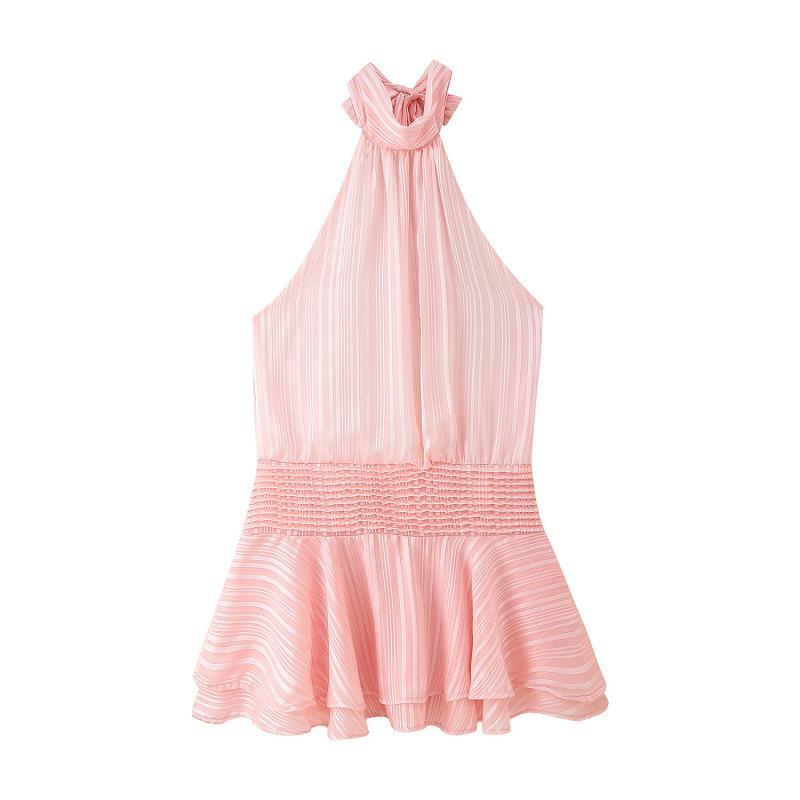 Halter Neck Satin Dress - European & American Women's Fashion