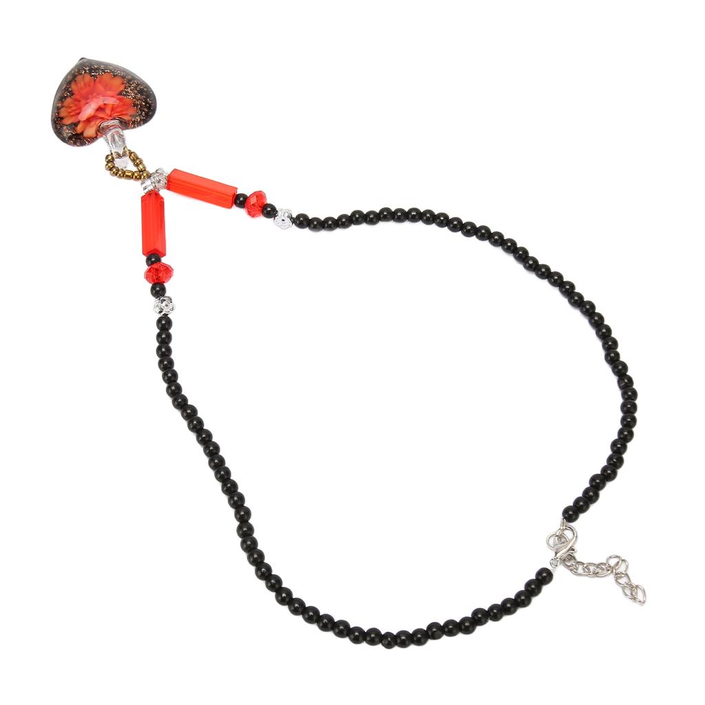 Herzanhänger Halskette Modisch Elegant Langlebig Glasperlenkette für Frauen Mädchen Rot