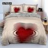 3D Love Heart Duvet Cover Microfiber Luxury Romantic Theme Bedding Set King Queen For Couple Valentine's Day Gifts Bedroom Decor