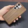 Metal Bumper Walnut Wood Phone Case S26 Ultra S25 Magnetic Shockproof Cover