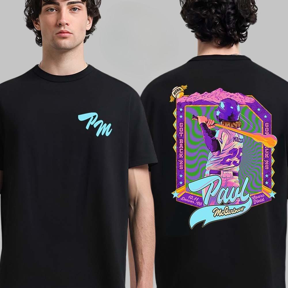 New Paul McCartney Las Vegas 2025 Venue Tee At Allegiant Stadium on October 4 2025 Got Back Tour 25 Guitar Black T-Shirt