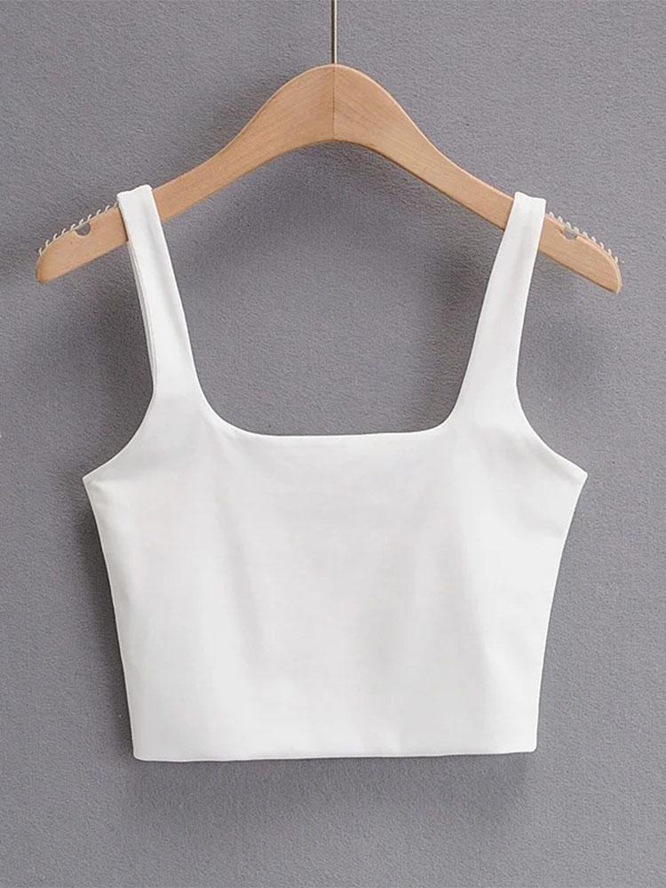 2022 Summer Women Sexy Sleeveless Tops Fashion Short Square Collar Tank Tops 6 Colors S