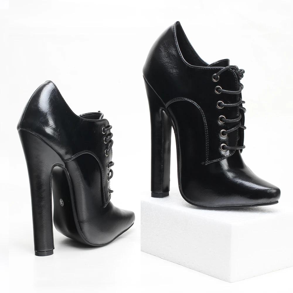 Scarpe con Tacco Alto da 6 Pollici Allacciatura Punta Acuta Unisex Fetishheels Vintage Drag Queen Pump