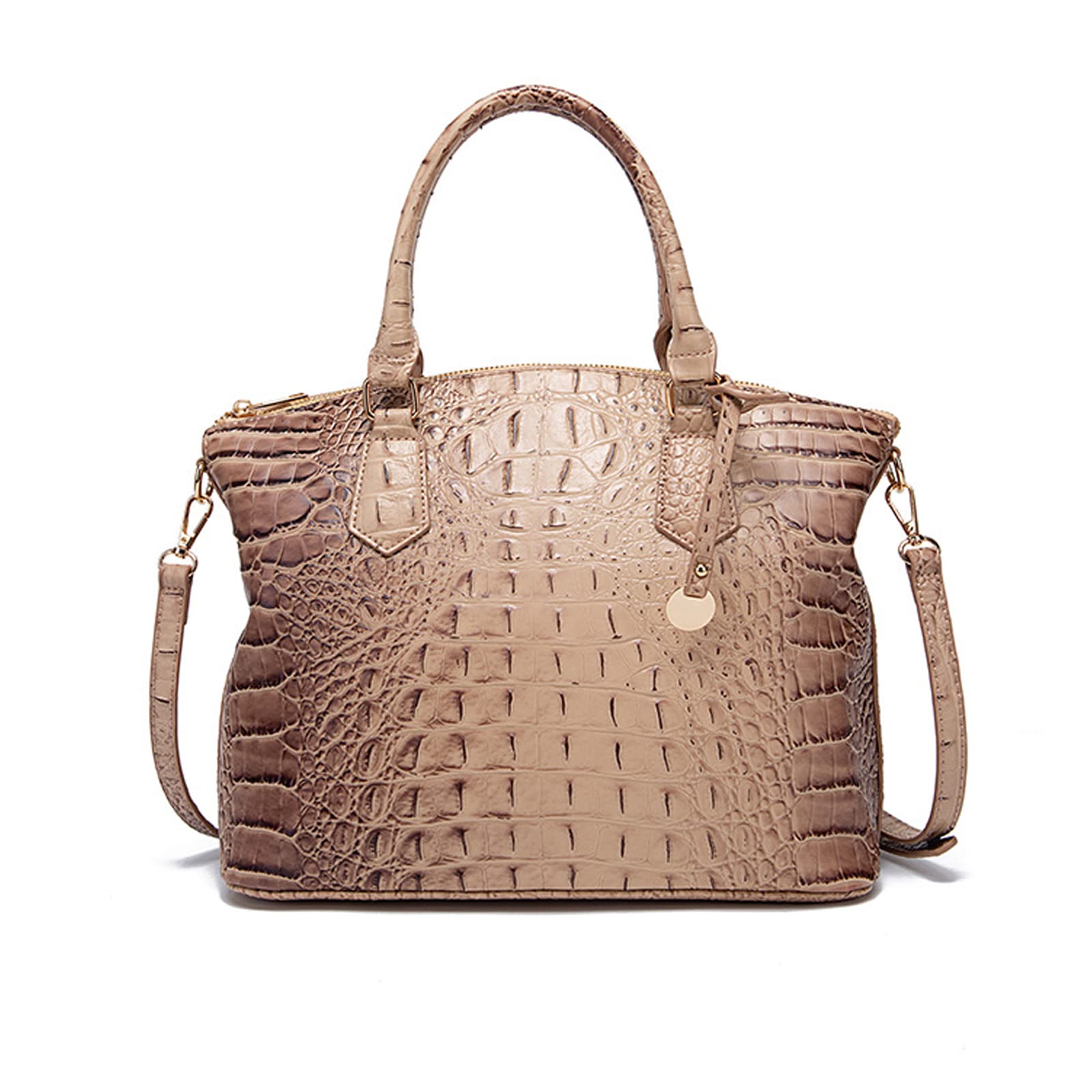 

Crocodile Print Shoulder Fits A4 Crocodile Print PU Large Shoulder with Charm and Detachable Stands Suitable for and Khaki NICOLE&DORIS Women s Bag,