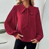 2024 Valentine's Day Lantern Sleeve Bow Collar Women's Shirt