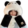Panda Capybara Hat Scarf Set 3 in 1 Cartoon Plush Hat Earmuff Scarf Hat Glove for Women  Lady