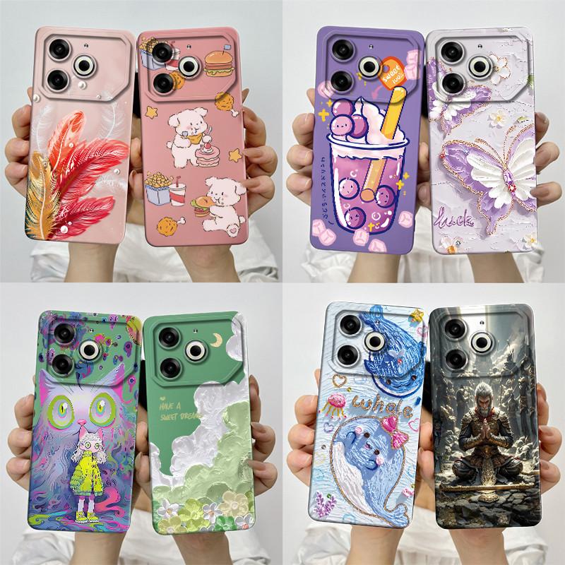 Per Tecno Pova 6 Neo Custodia POVA6NEO Silicone TPU Morbida Custodia per Telefono Verniciata Stampata Antiurto Protettiva Cover Posteriore