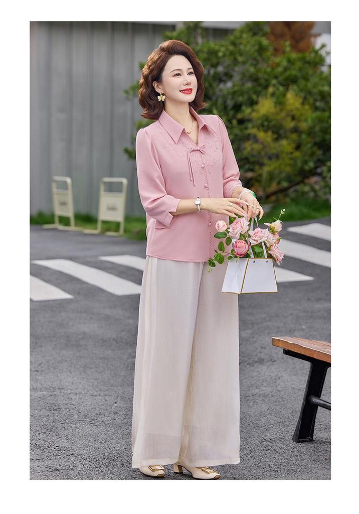 Middle-aged Mom's Casual Three-Quarter Sleeve Top - 2026 New Style