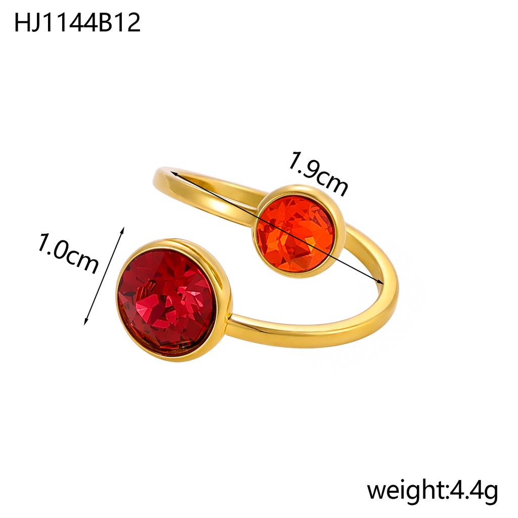 CARLIDANA Delicate Round Zirconia Stainless Steel Gold Color Adjustable Fashion Open Ring High Quality Chic Women Jewelry