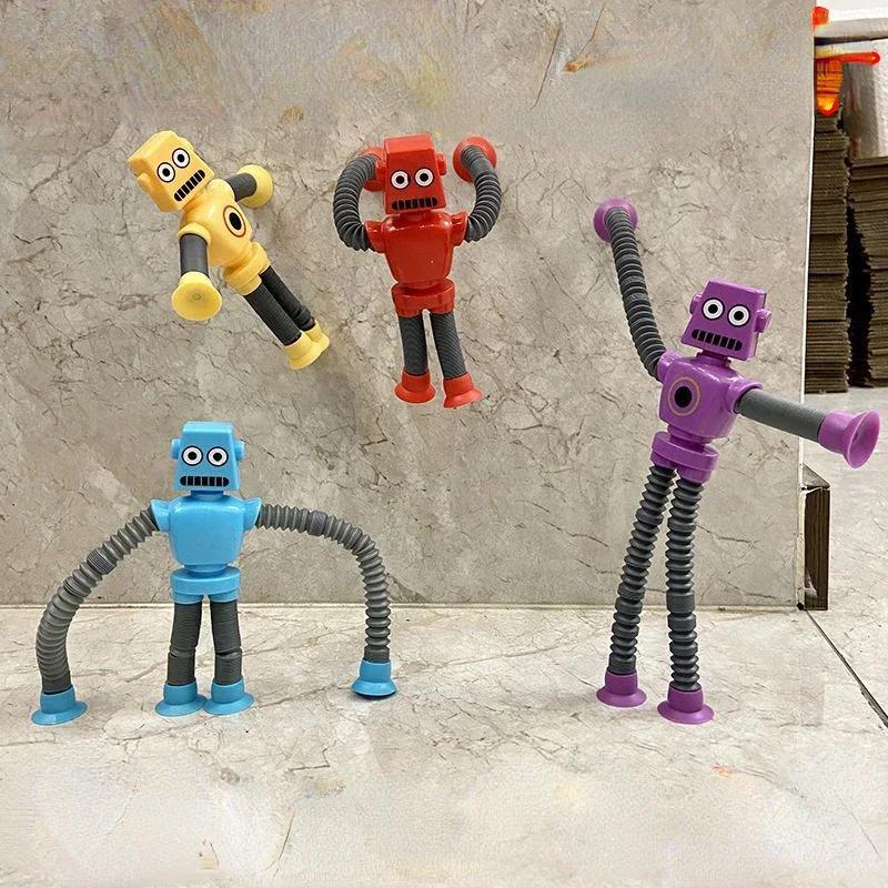 

4 шт. мультяшный робот жираф дети присоски поп-трубки телескопические сенсорные антистрессовые игрушки для коляски поощрительные игрушки