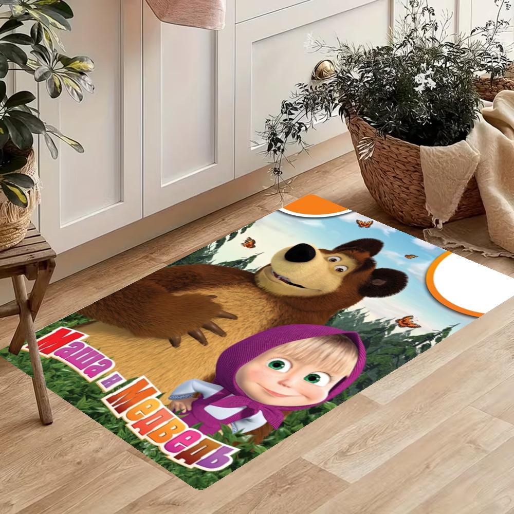 Masha Bear Kitchen Carpet Nonslip Floor Mat Ideal For Indoor And Outdoor Entryway Door Mat Laundry Room Bathroom Foot Mat