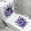 Self-adhesive Waterproof Toilet Stickers Purple Flowers Lavender for Bathroom Home Decor