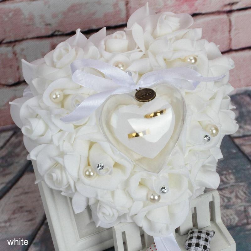 1 Stück Party DIY Dekorationen Herzform Simulation Rosenblüten Schmuckkästchen Ringbox Hochzeit Eheschmuck Ringkissen Kissen