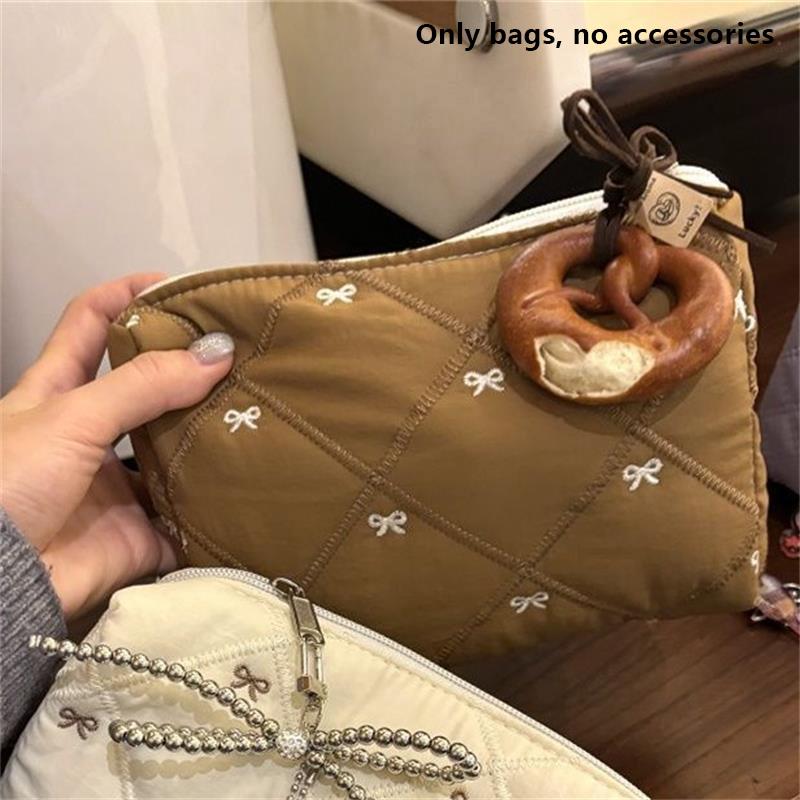 Cute Bow Makeup Bag With Zipper Girly Large Capacity Cosmetic Bag Portable Storage Bag Travel Makeup Toiletry Washing Pouch Gift