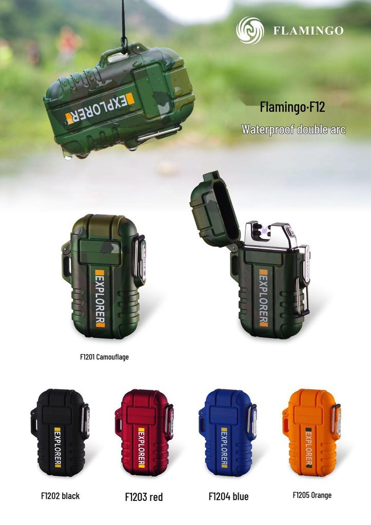 Men's Camouflage USB Rechargeable Waterproof Windproof Dual Arc Lighter