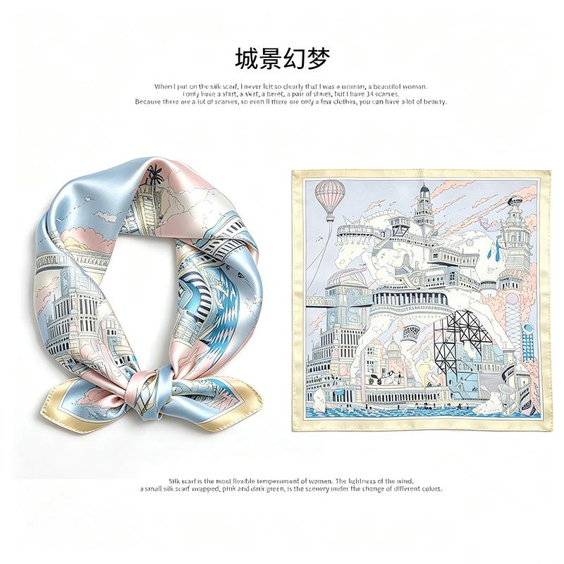 [111 mulberry silk] Korean version of classic cashew nut flower bag headscarf, small square scarf, shirt, suit, thin silk silk scarf