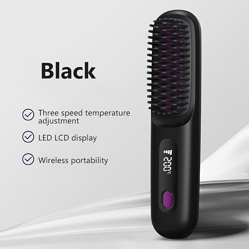 1PC portable wireless hair straightener brush, constant temperature and anti-scalding , hot comb function, Type-C fast charging, LCD screen display
