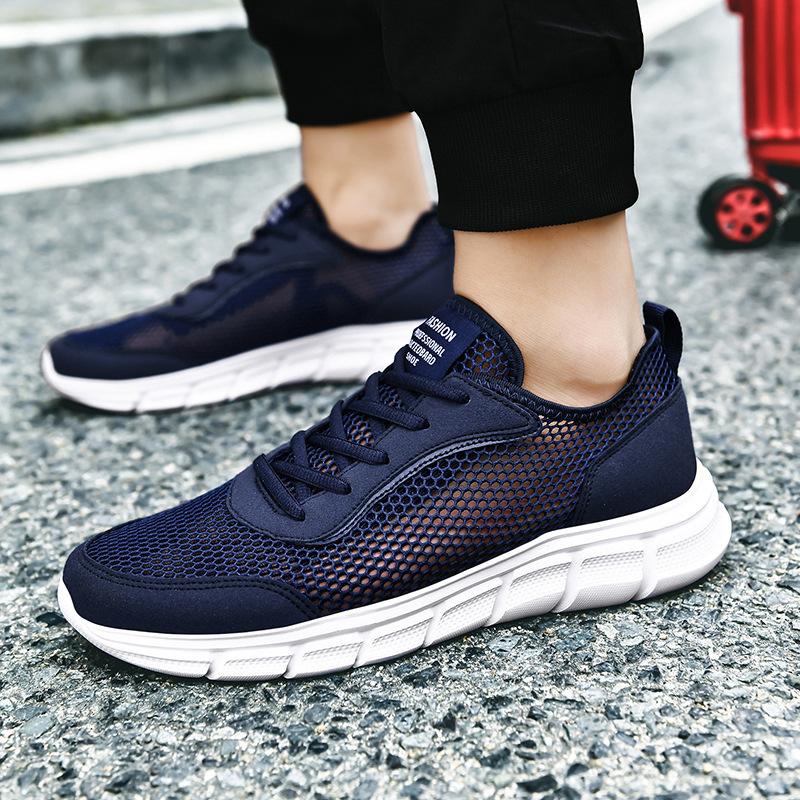 Mesh shoes breathable hollow mesh sneakers men's large size lightweight mesh casual running shoes