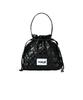 Macni Heart Quilting String Pouch Bag Black