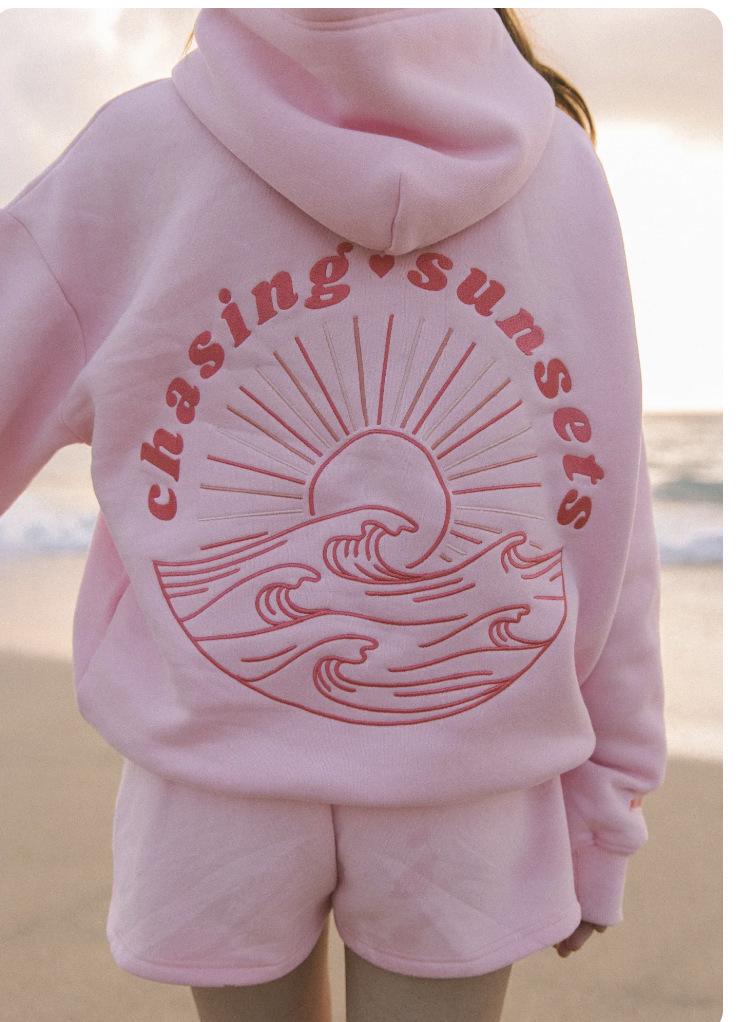 Women's Drop Shoulder Ribbed Embroidered Hoodie by ChasingSunsets, EU Size 2026