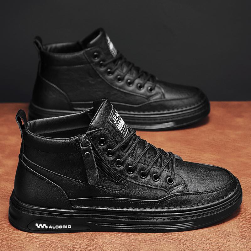 Hohe Schuhe Winter Samt Verdickt Warm Baumwollschuhe Fell Integriert Arbeitsschutz Lässig Lederschuhe