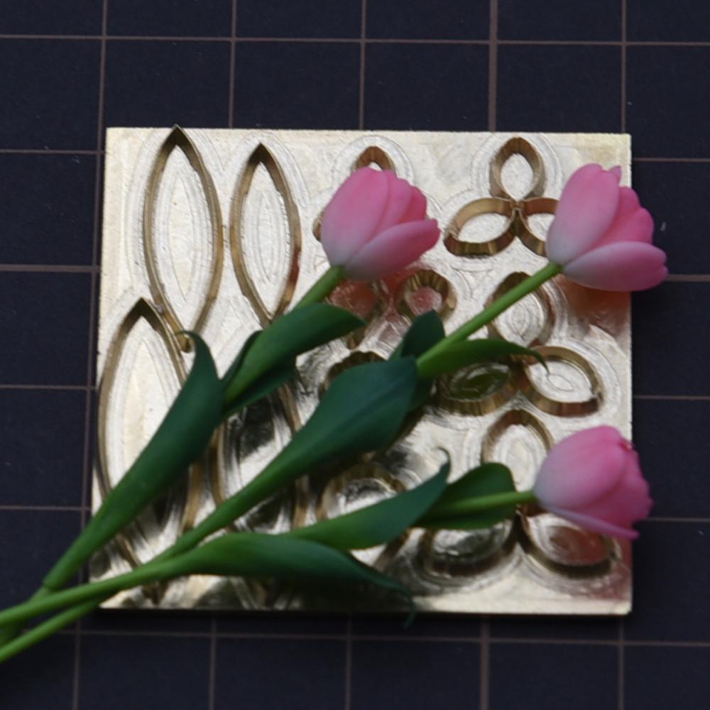 Miniature Lightweight Resin Clay Carving Copper Tulip Flower Embossing Metal Cutting Die Mold.