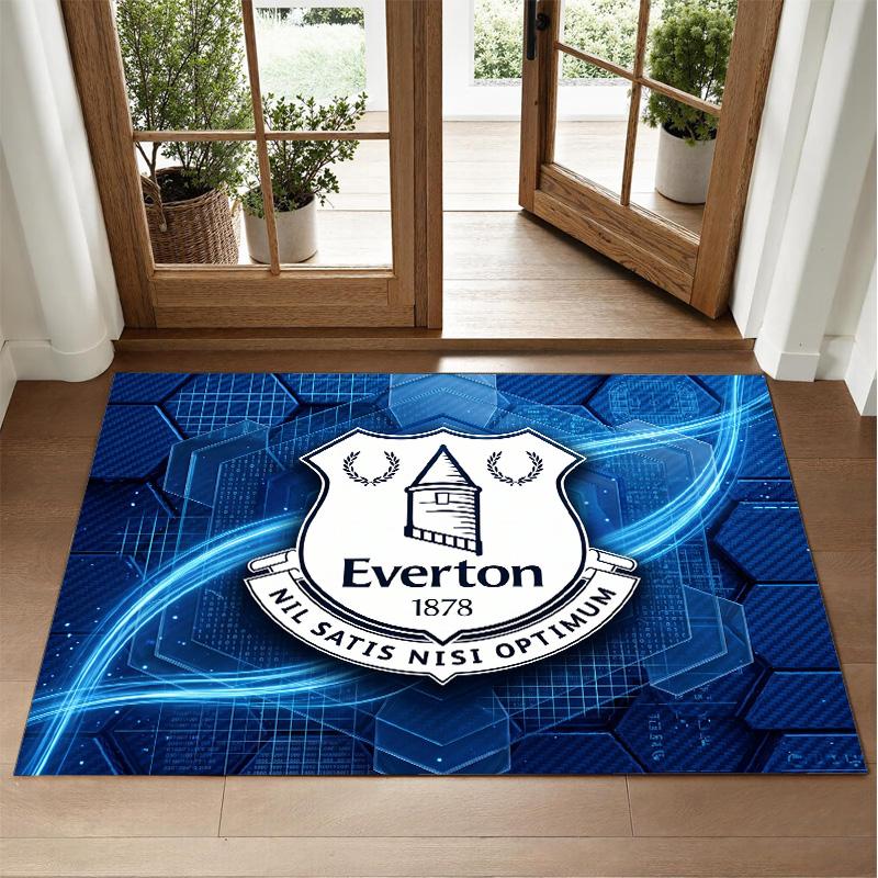 Everton Football Design Crystal Velvet Rug Soft Decorative Mat for Bedroom Entrance