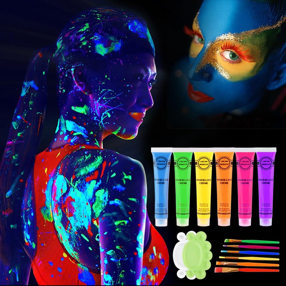 Uv Blacklight Reactive Face Body Glow Paint 6 Pack Kink  Fetish Sensation Play