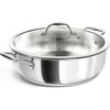 MICHELANGELO 6QT Stainless Steel Pan with Lid - Large Saute Pan with Lid Deep Frying Pan Dishwasher Oven-Safe Cooking Family
