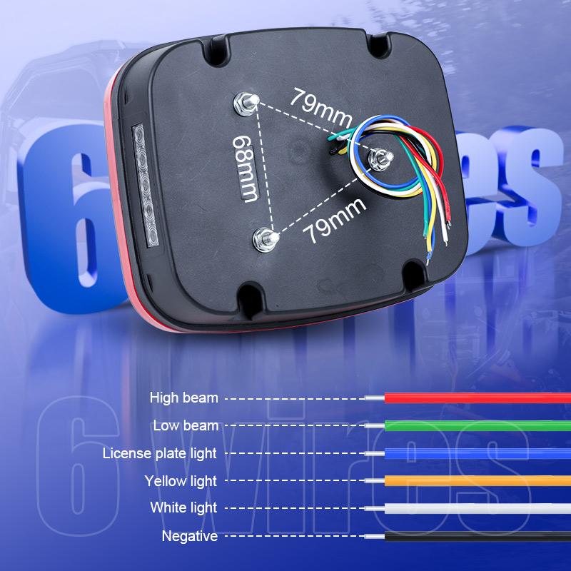 Square Trailer Tail Light 39led License Plate Lamp Driving Brake Stop  Stud Mount Turn Signals For Ford Jeep CJ YJ JK Wrangler